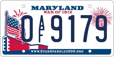 MD license plate 0AF9179