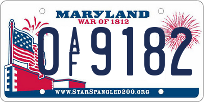 MD license plate 0AF9182