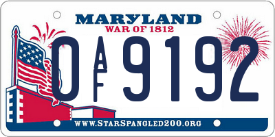 MD license plate 0AF9192