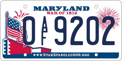 MD license plate 0AF9202