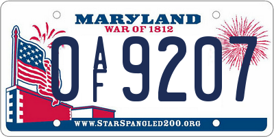 MD license plate 0AF9207