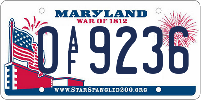 MD license plate 0AF9236