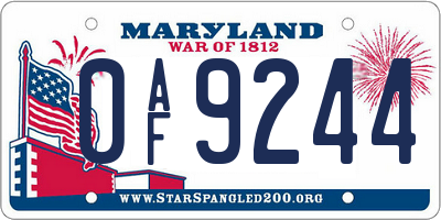 MD license plate 0AF9244