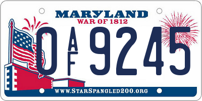 MD license plate 0AF9245
