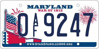 MD license plate 0AF9247