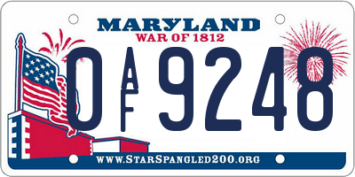 MD license plate 0AF9248