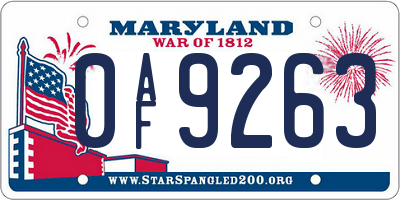 MD license plate 0AF9263