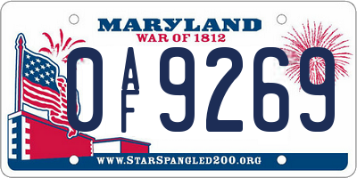 MD license plate 0AF9269