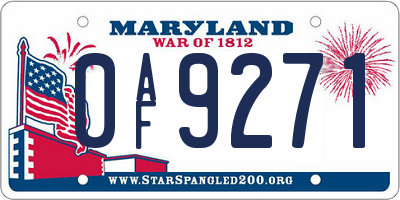 MD license plate 0AF9271