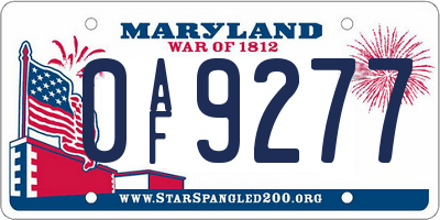 MD license plate 0AF9277