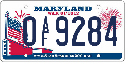 MD license plate 0AF9284