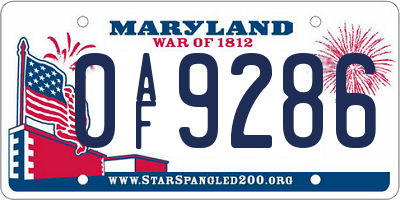 MD license plate 0AF9286