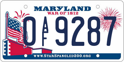 MD license plate 0AF9287
