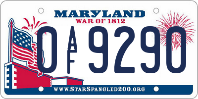 MD license plate 0AF9290