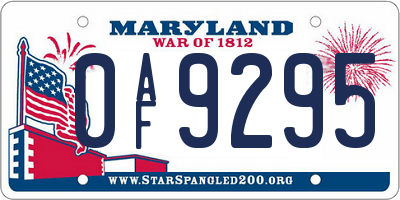 MD license plate 0AF9295
