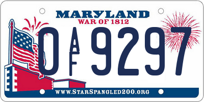 MD license plate 0AF9297
