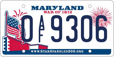 MD license plate 0AF9306