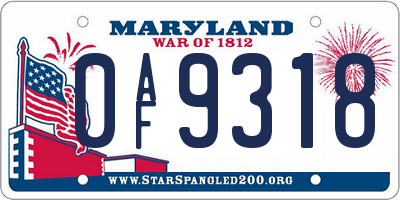 MD license plate 0AF9318