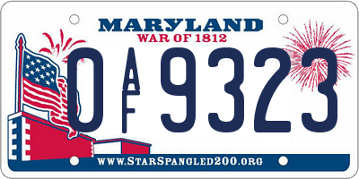 MD license plate 0AF9323