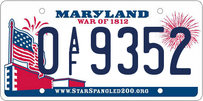 MD license plate 0AF9352