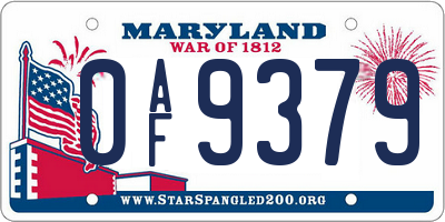 MD license plate 0AF9379