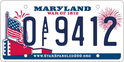 MD license plate 0AF9412