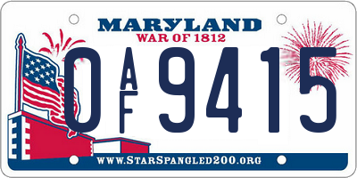 MD license plate 0AF9415