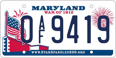 MD license plate 0AF9419