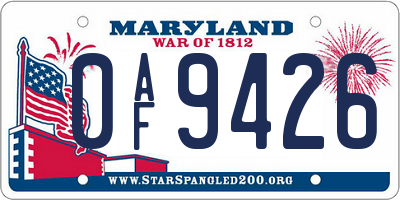 MD license plate 0AF9426