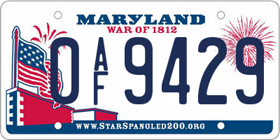 MD license plate 0AF9429