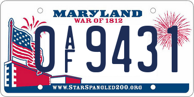 MD license plate 0AF9431