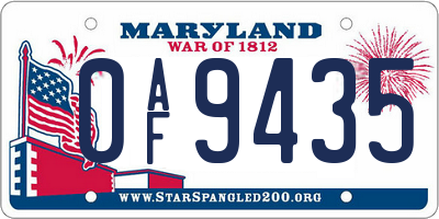 MD license plate 0AF9435