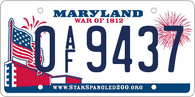 MD license plate 0AF9437