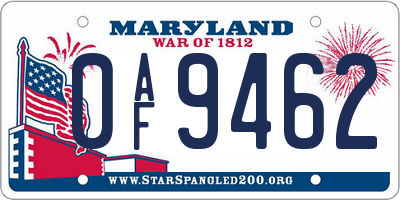MD license plate 0AF9462