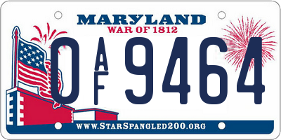 MD license plate 0AF9464