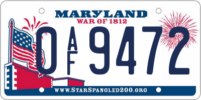 MD license plate 0AF9472