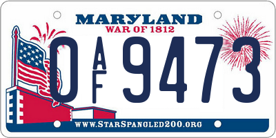 MD license plate 0AF9473