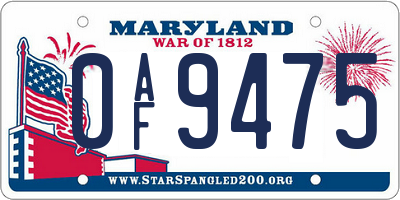 MD license plate 0AF9475