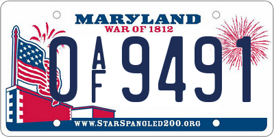 MD license plate 0AF9491