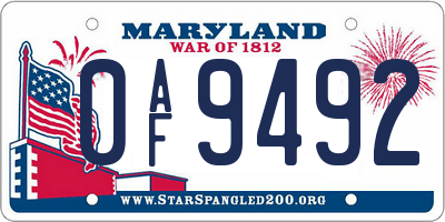 MD license plate 0AF9492