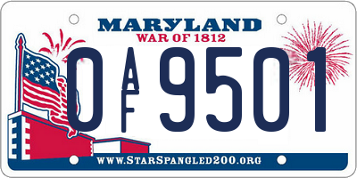 MD license plate 0AF9501