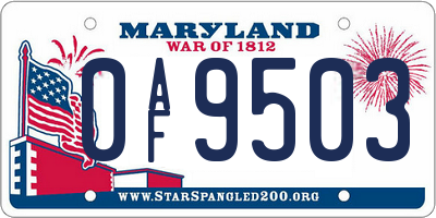 MD license plate 0AF9503