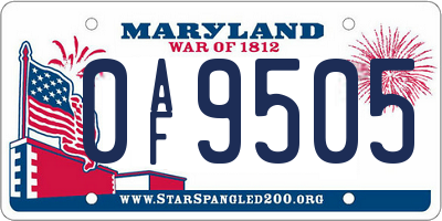 MD license plate 0AF9505