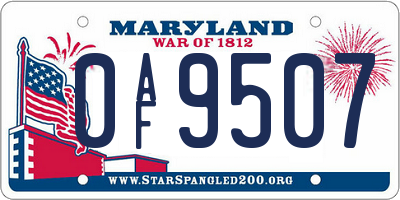 MD license plate 0AF9507