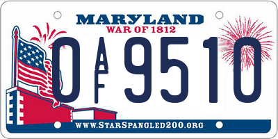 MD license plate 0AF9510