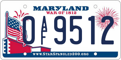 MD license plate 0AF9512