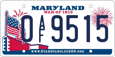 MD license plate 0AF9515
