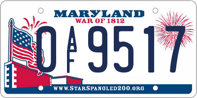 MD license plate 0AF9517