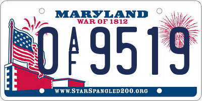 MD license plate 0AF9519