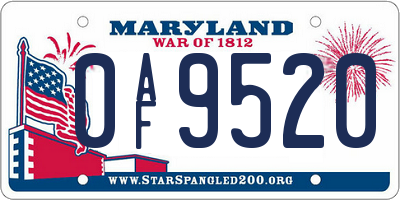 MD license plate 0AF9520